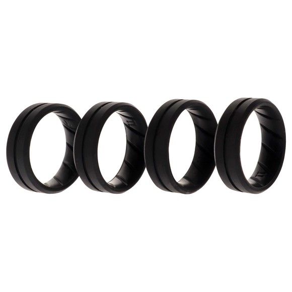 Silicone Wedding BR Middle Line Ring Set - Basic-Black by ROQ - Picture 1 of 1